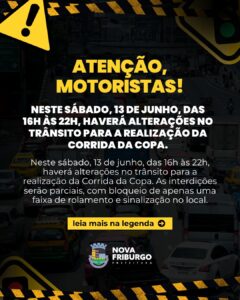 Corrida da Copa terá bloqueio parcial de vias no centro de Nova Friburgo neste sábado