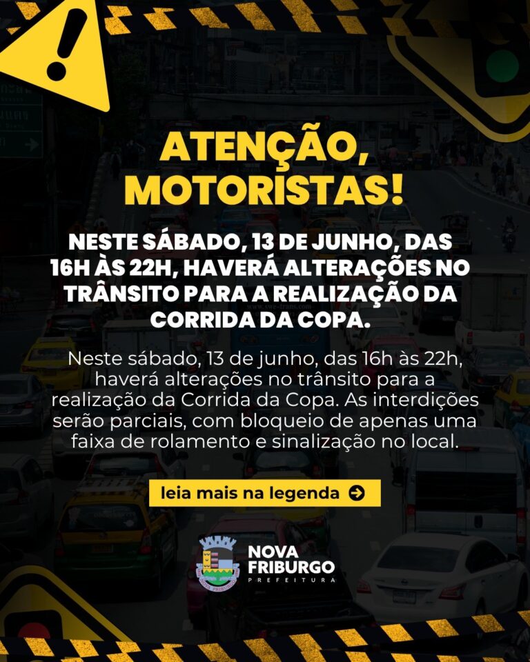 Corrida da Copa terá bloqueio parcial de vias no centro de Nova Friburgo neste sábado