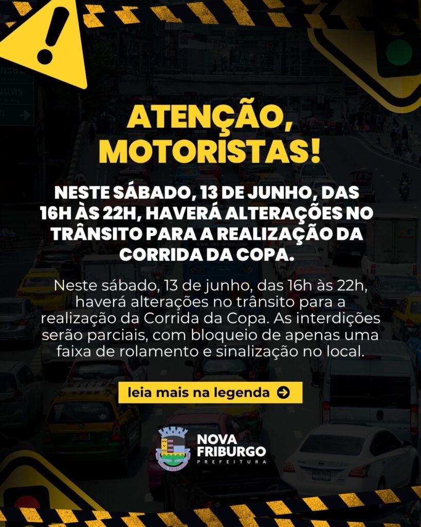Corrida da Copa terá bloqueio parcial de vias no centro de Nova Friburgo neste sábado